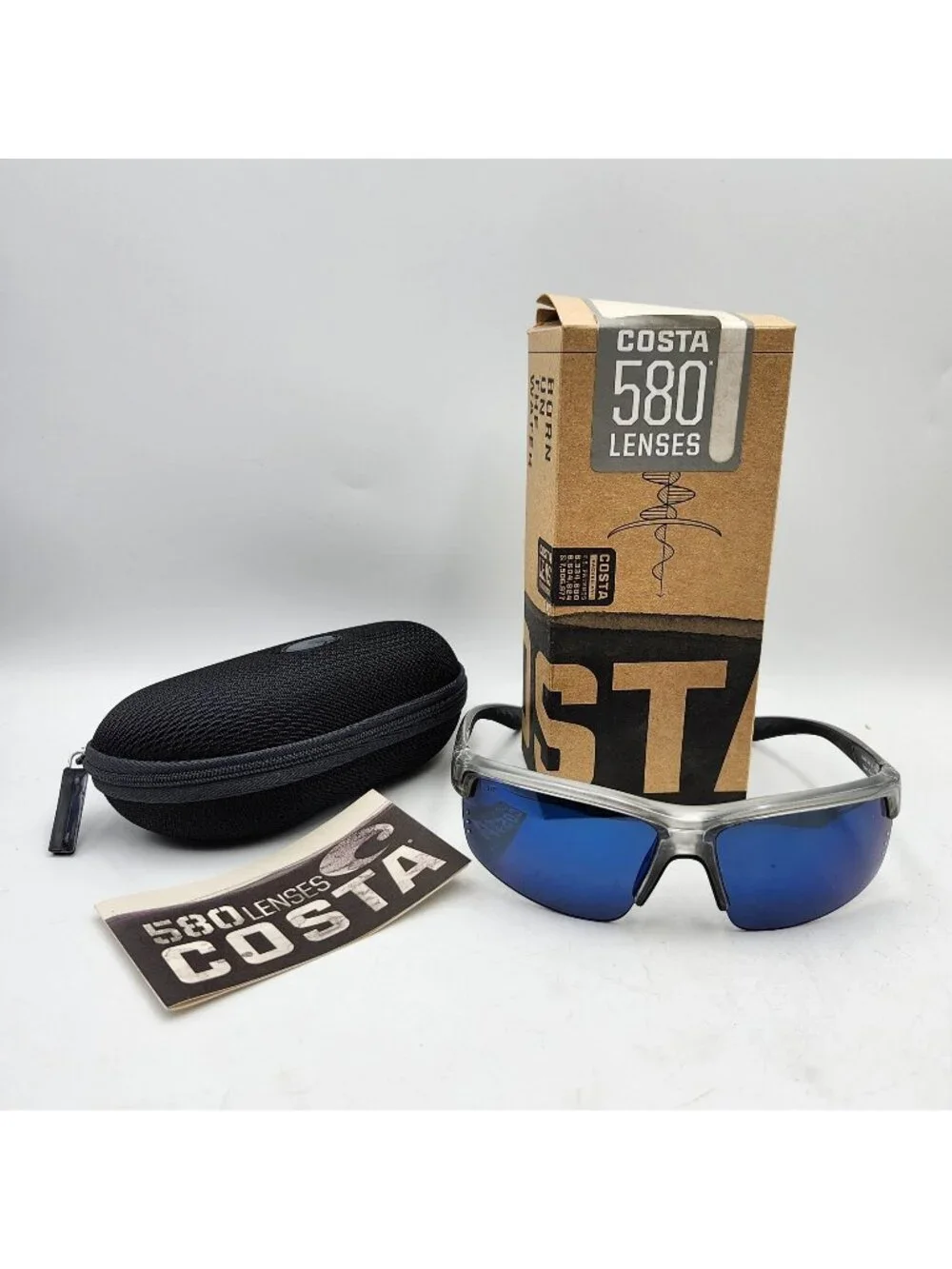 Costa Ansil AN 18 OBMP 580 Lenses Polarized Sunglasses Blue Mirror Lenses Case
